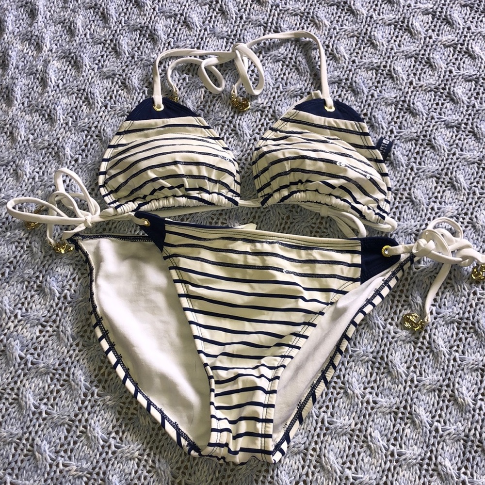 Sperry Navy and White Striped Bikini